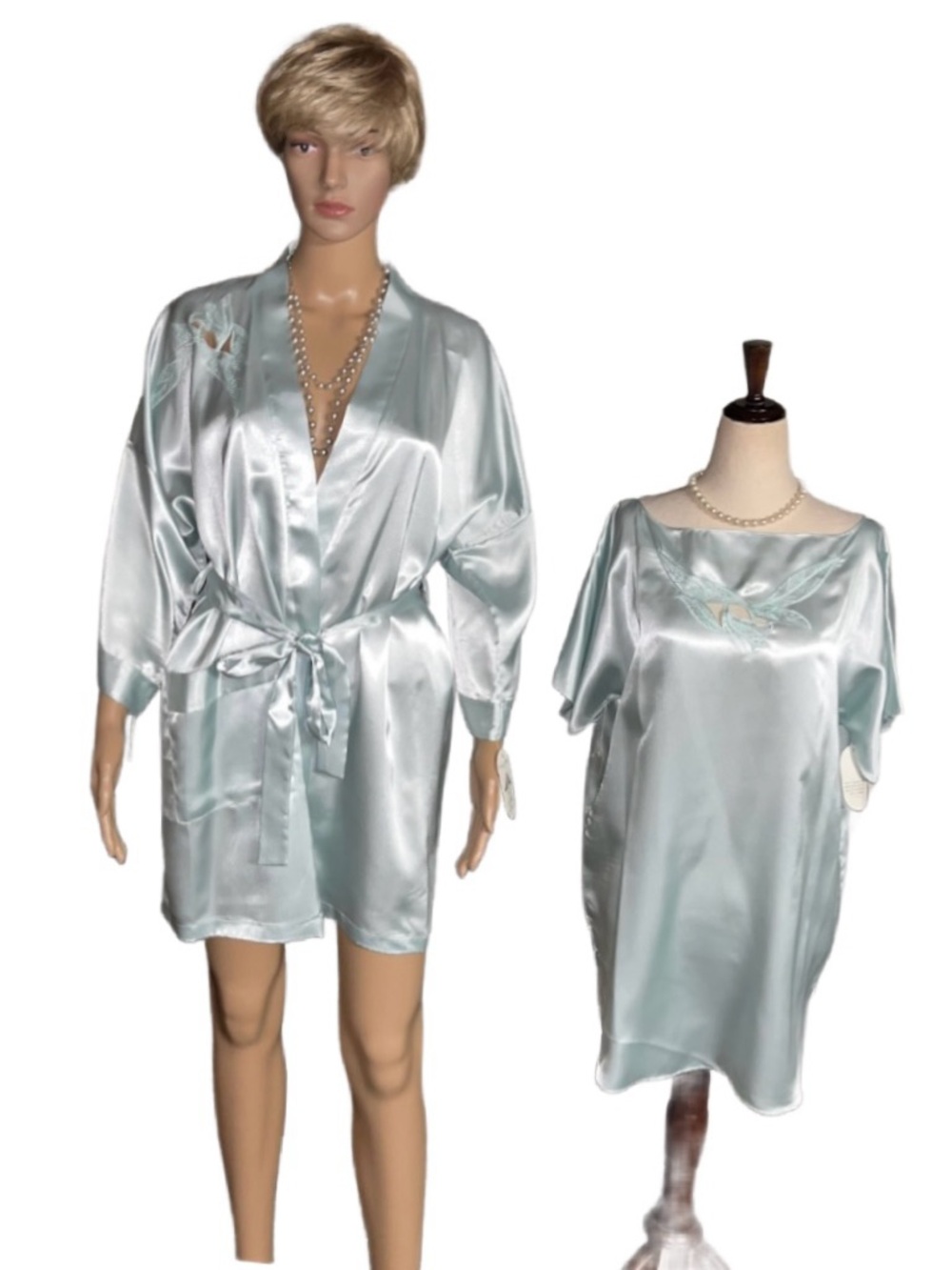 Intimate Affair International ~ Vtg ~ Small ~ Blue Nightgown & Robe Set ~  New